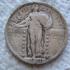 1921 25C Standing Liberty Silver Quarter Rare Key Date Type Coin Full Date VF XF
