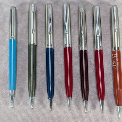 Vintage Parker Mechanical Pencils Lot 7 F.E. Tax Sticker Lustraloy Arrow