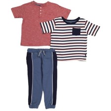 BEN SHERMAN New Size 5 Little Boys 3 Piece Set Striped Tee French Terry Joggers