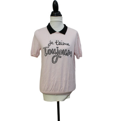 Pastel Pink Knit Tee with Black Peter Pan Collar  Je T aime Toujours  Plus 0X