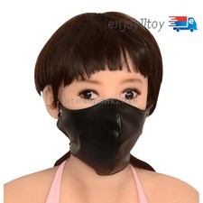 Roleplay PU Leather Half Face Mask Hood Harness Cover Restraint Slaves Game