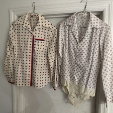 RARE 2 Vintage United Airlines Stewardess Flight Attendant Uniform Shirt 70’s