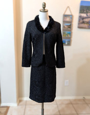 Gorgeous Alberto Makali 2pc Formal Suit Size S Black Intricate Detailed Faux Fur