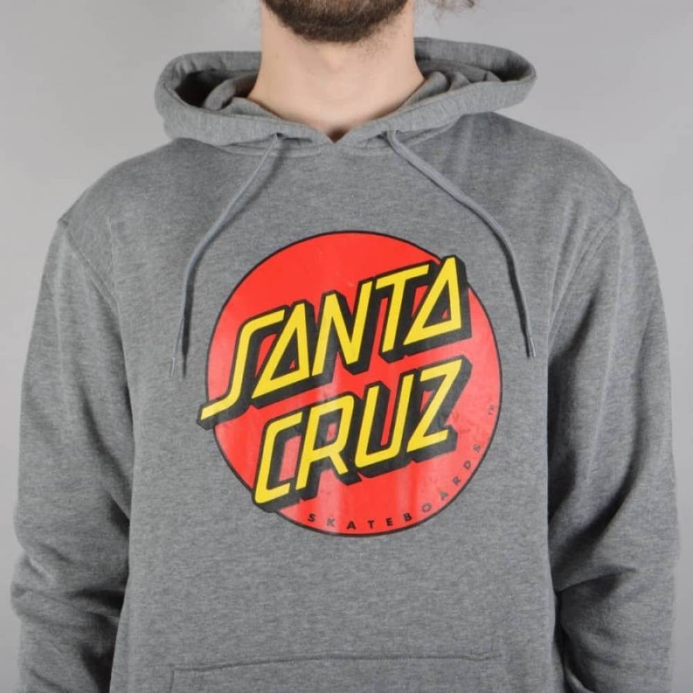 Santa Cruz ""Classic Dot"" Hooded Sweatshirt Grey Size M Hood Hoodie Sweatshirt