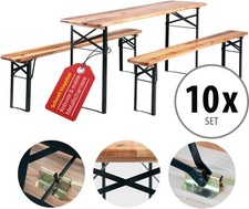 10x Ensemble Brasserie Table Banc Bois Pliable Meuble Jardin Terrasse Fete Bar