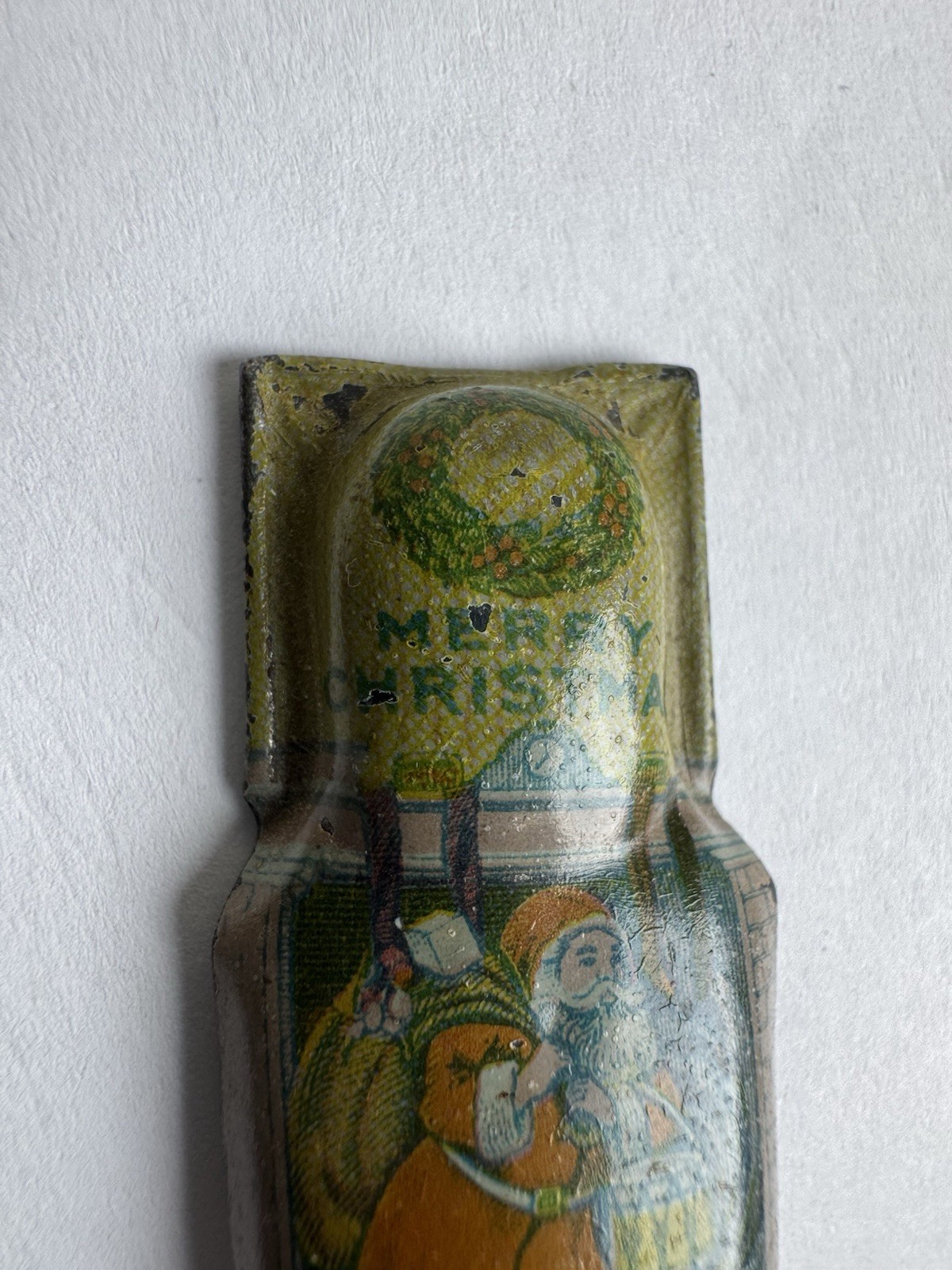 ANTIQUE VICTORIAN SANTA TIN LITHO CLICKER KIRSCHOF COLLECTIBLE RARE