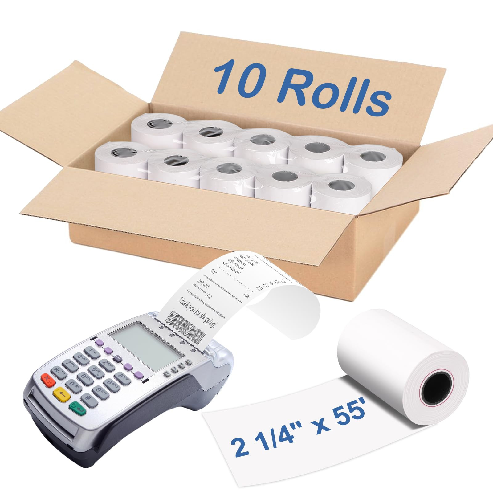 2-1/4 x 55 Thermal Receipt Paper Roll for Clover Mini Flex & Verifo Devices