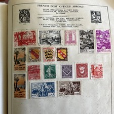 French post offices abroad vintage Stamps, a page from a very old album