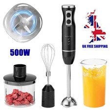 4-in-1 Electric Hand Blender Sets 500W Food Processor Mixer Whisk & Chopper Bowl