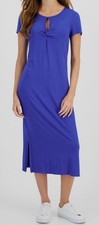 Tommy Hilfiger Women's Blue Twist-Front Ribbed Knit MIDI Dress Size S