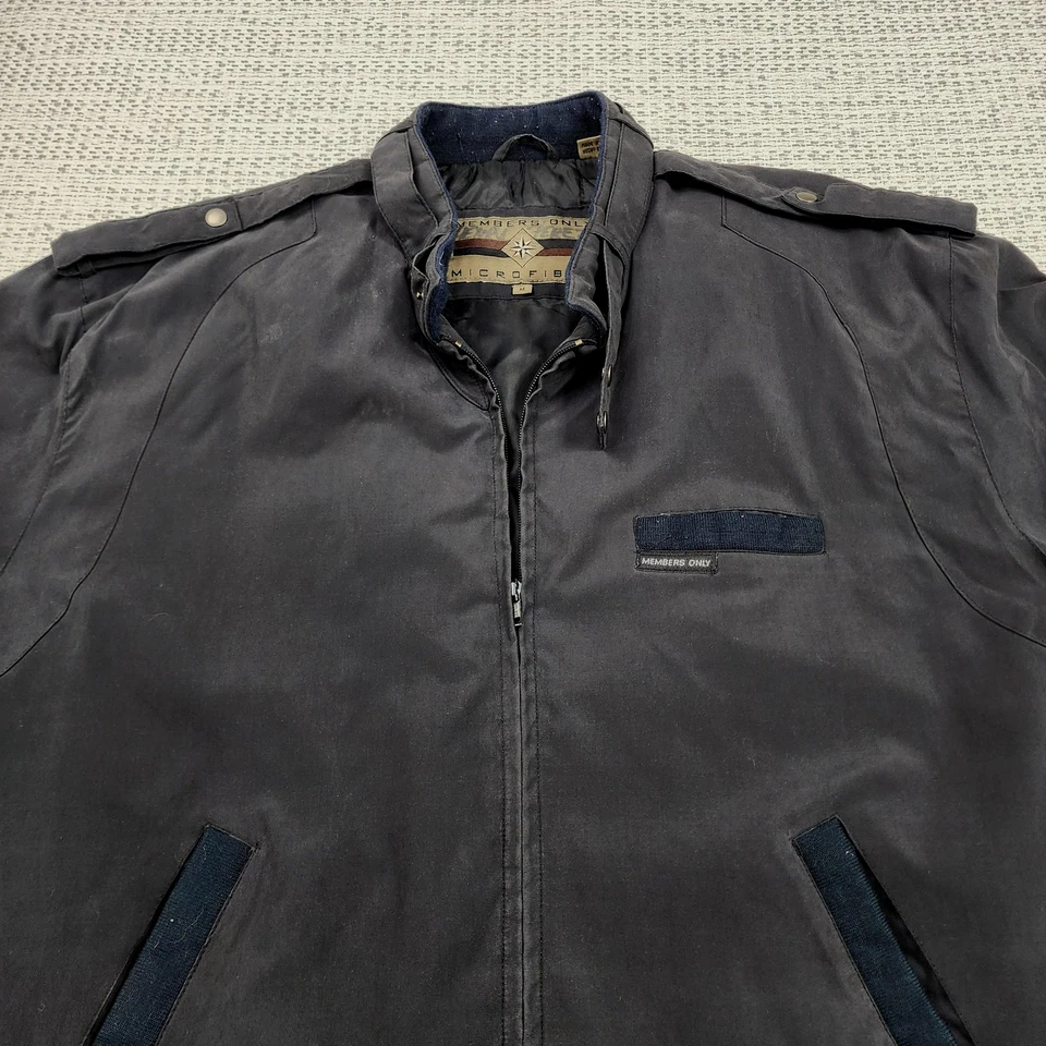 Chaqueta De Colección Solo Miembros Para Hombre Mediana Azul Marino Microfibra Bombardero Cremallera Años 90 Foto 4 de 4