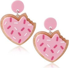 Valentines Heart Dangle Earrings Red Pink LOVE Acrylic