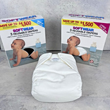New Softwear 100 Cotton Cloth Diapers Reusable 3 Medium  3 Large Unused