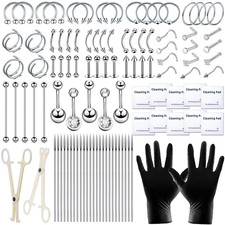 103PCS Piercing Kit for All Body Piercings Stainless Steel Piercing Jewelry with