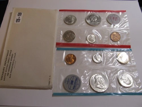 1963 U.S. Mint Uncirculated Set P&D w/Gorgeous 90% Silver Franklin Half Dollars