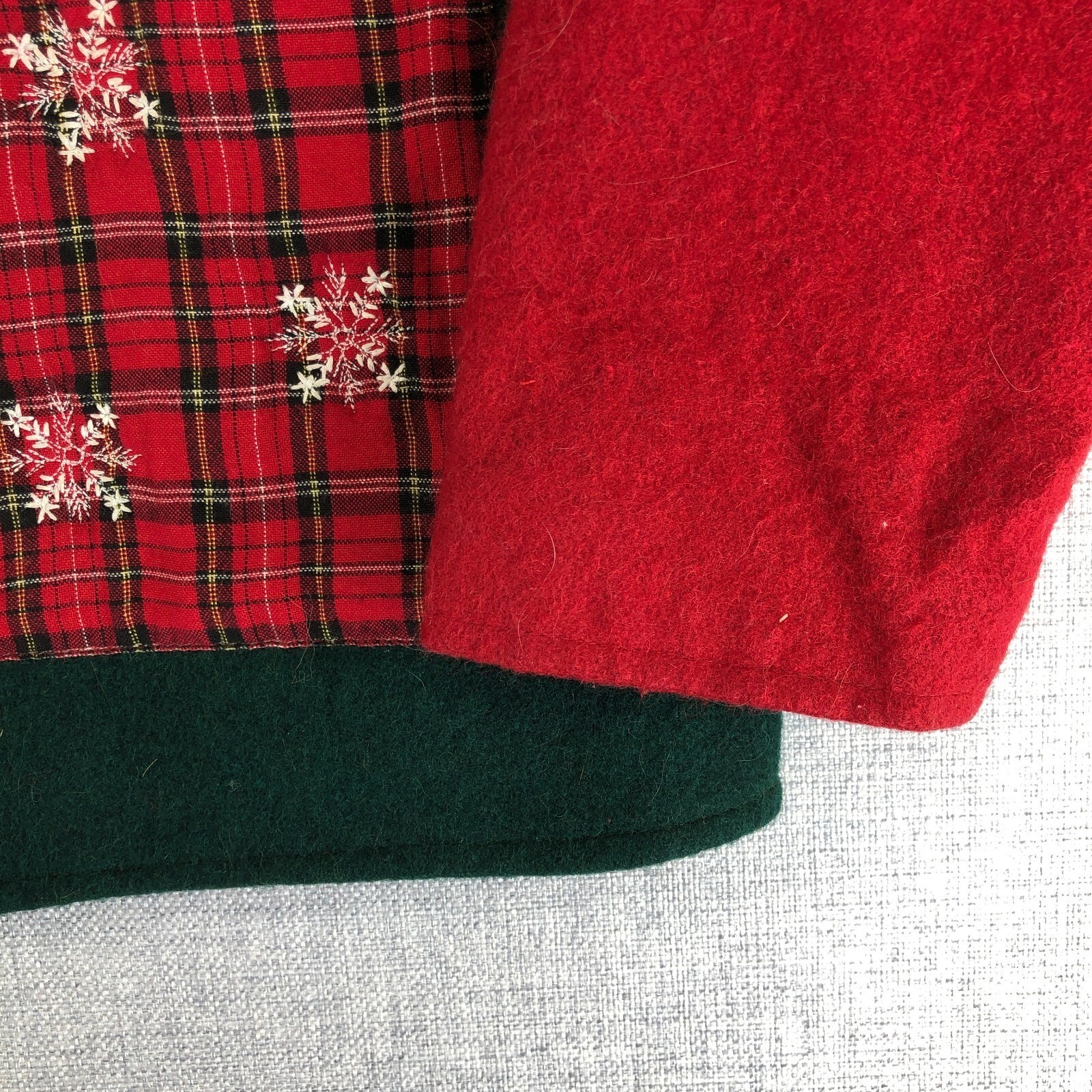 Vintage Winter Christmas Patchwork Wool Button Up… - image 10