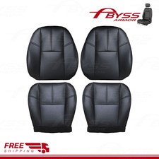 For 2007-2014 Chevy Silverado Gmc Sierra Front Bottom Top Leather Seat Cover Blk