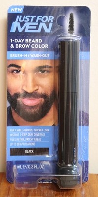Just For Men BLACK 1 Day Brush In Wash Out Beard Hair Brow Color Gray Coverage