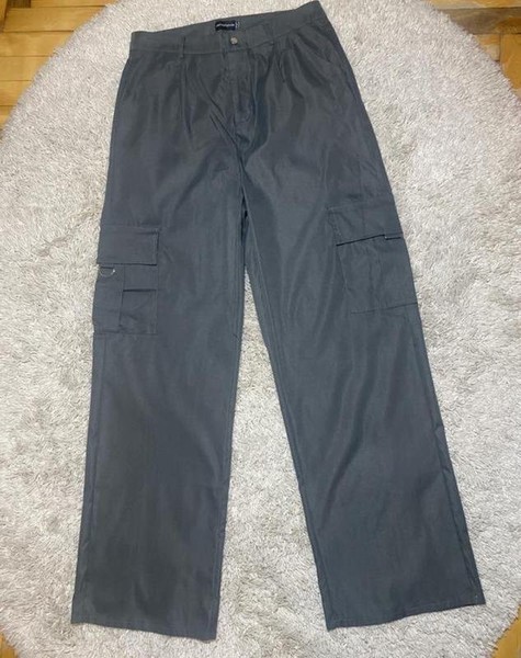 Women PrettyLittleThing Trousers Grey Polyester XL