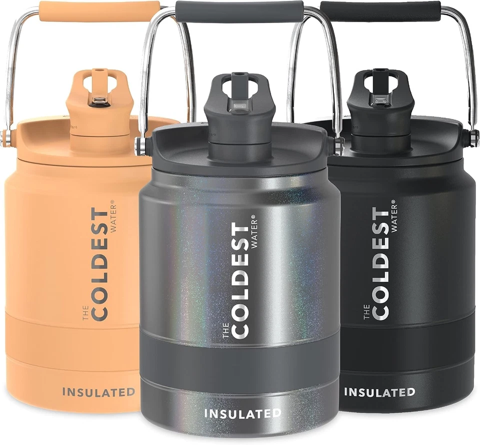 Half Gallon Insulated Water Bottle with Straw Lid – Stardust Glitter Finish - Image 3 of 4