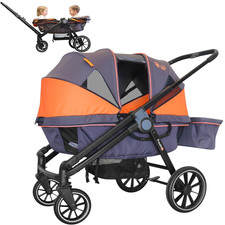Wagon Stroller for 2 Kids, Double Seat, All-Terrain with Removable Uv-Protection