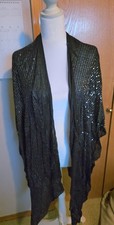 Black Sequin Striped Sheer Metallic Women's Shawl Wrap Scarf, Shawl/Wrap Type