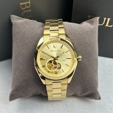 Bulova Surveyor 97A182 Champagne Dial Gold Strap Men's Automatic Watch 39mm New