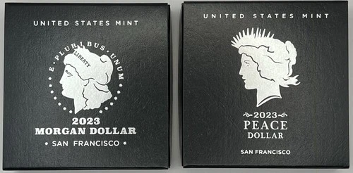 2023 S Morgan and Peace Silver Dollar Proof 2 Coin Set - 23XF and 23XL