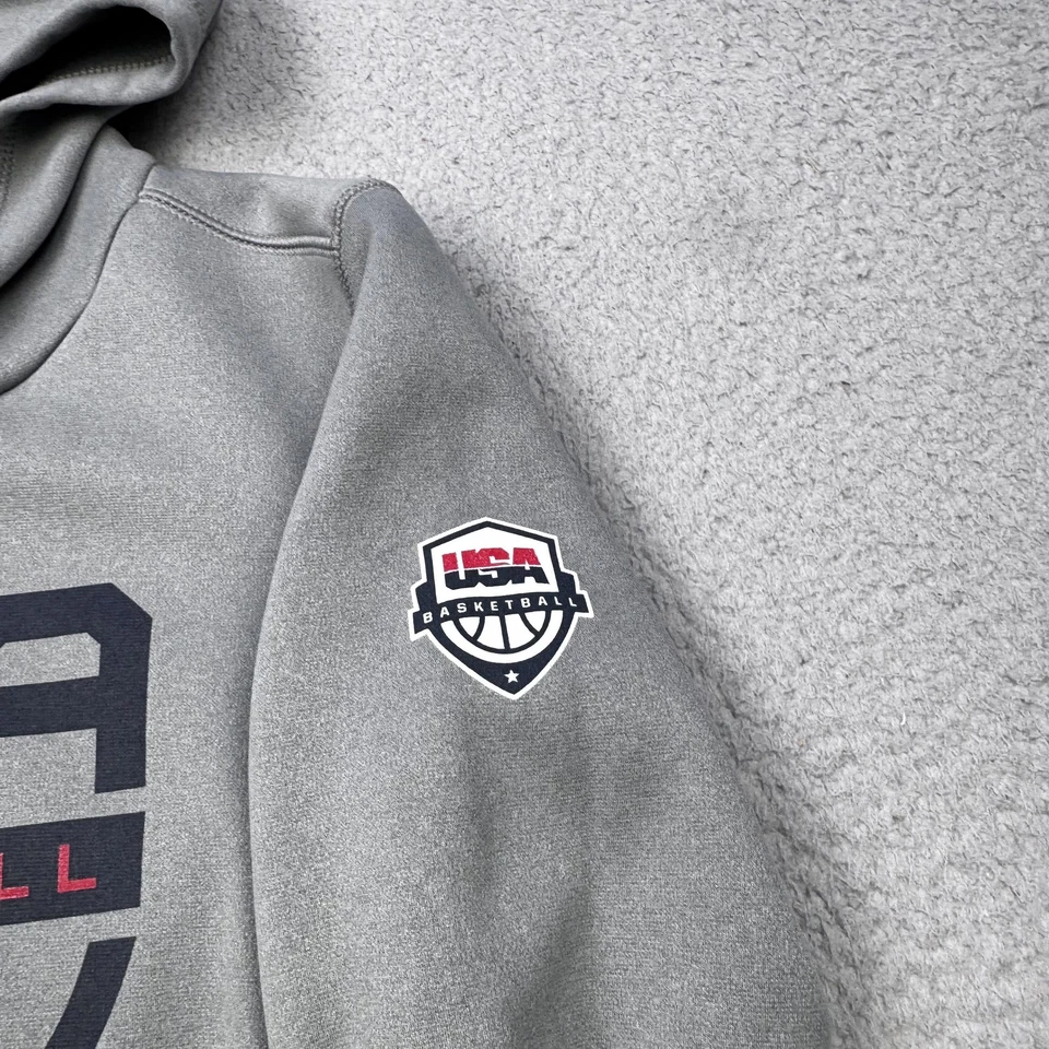 Sudadera con Capucha de Baloncesto EE. UU. Juvenil Grande 14/16 Gris Nike Pullover Polar Sudadera Foto 4 de 4