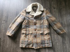 Vtg Pendleton High Grade Western Wear Shadow Plaid Wool Coat Sz 46 Jacket USA