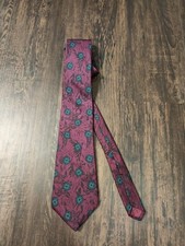 Yves Saint Laurent New York Paris Red Geometric Woven Pure Silk Necktie USA made