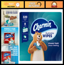 Flushable Wipes, 320 Total Wipes, 8 Packs of 40, Soft  Strong, Bathroom Hygiene