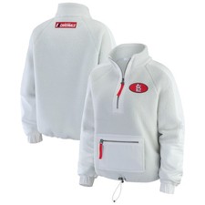 Women's WEAR by Erin Andrews Gray St. Louis Cardinals Polar Fleece Quarter-Zip
