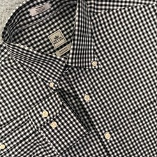 Peter Millar Shirt Mens Medium Black White Gingham Check Long Sleeve Button Down