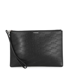 BALENCIAGA BB Logo Clutch Bag Leather Black 7...