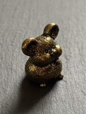 Cartoon Maus aus Messing | Süße Tierfigur | Stehende Mini Figur Massiv | Deko