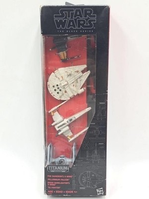 Star Wars The Force Awakens Black Series Titanium Die-Cast Set of 4 w/stands New