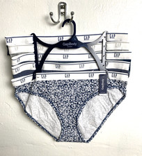 GapBody Cotton Bikini Stretch Panties 5 Pack Blue Floral Gray Underwear