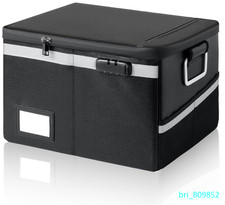 Fireproof Waterproof Document Box with Lock - Portable File Organizer Black 