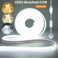 220V Neon COB LED Strip Lights Flexible Rope Tape Light Outdoor Waterproof IP67