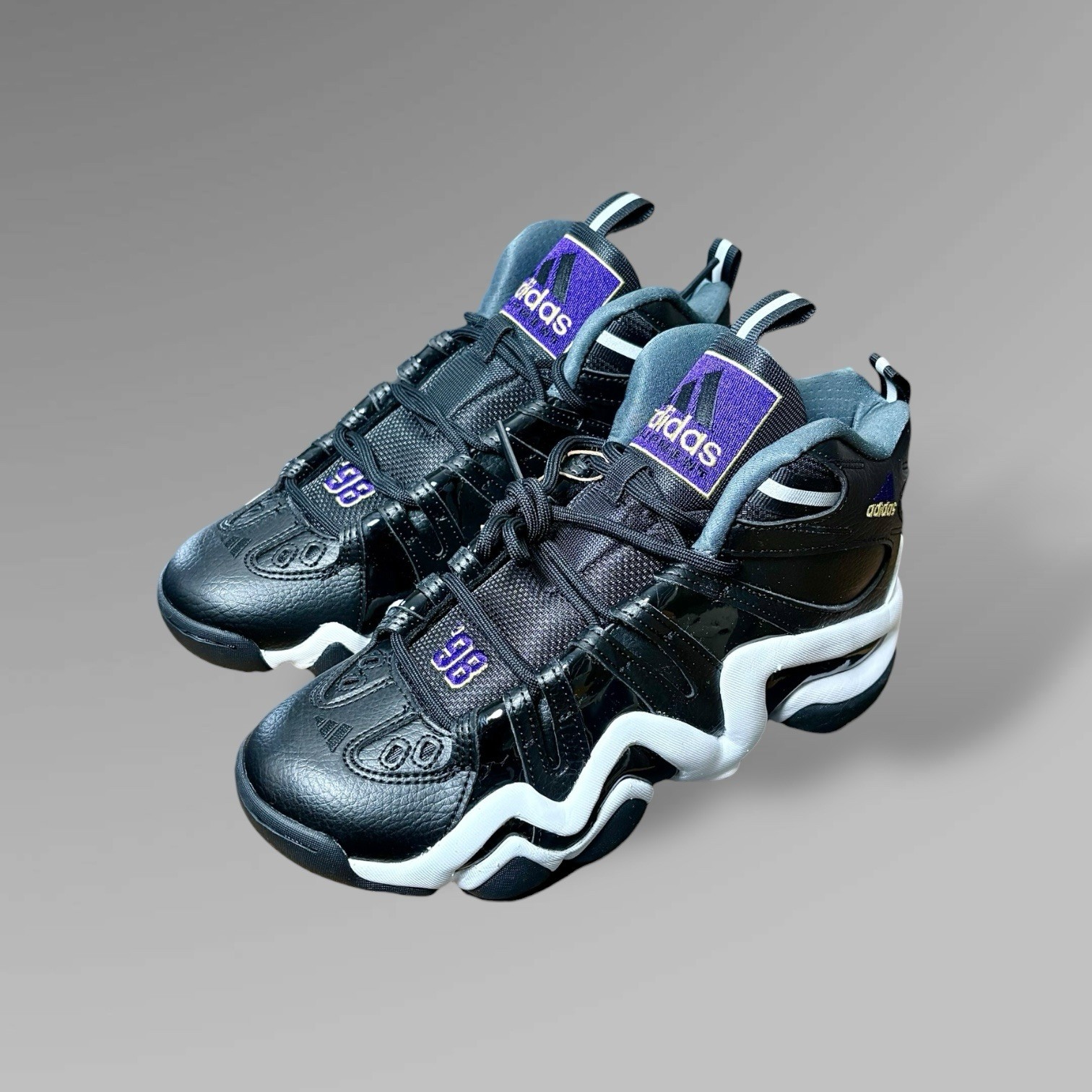 Adidas Crazy 8 Basketball Black White Purple Sneakers US Big Boys/Girls 6.5 thumbnail 2
