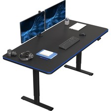 VIVO Electric 71” x 36” Stand Up Desk with RGB, Black Table Top, Black Frame
