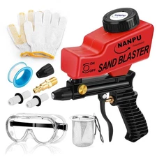 NANPU Light-Duty Air Sandblaster Gun Kit with Gravity Feed, Ceramic Nozzle, M...