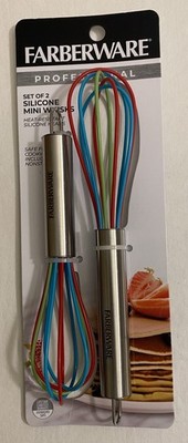 Farberware Professional Silicone Mini Whisks Set Of 2 Multi-Color NIP