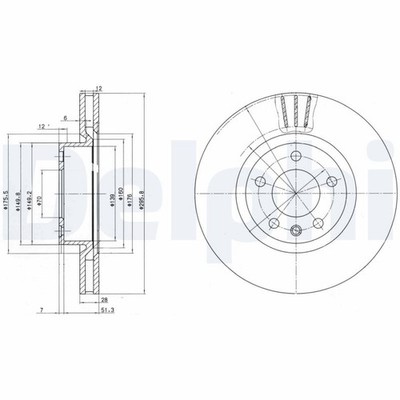 2 x DELPHI BG2742 Bremsscheibe für OPEL,VAUXHALL