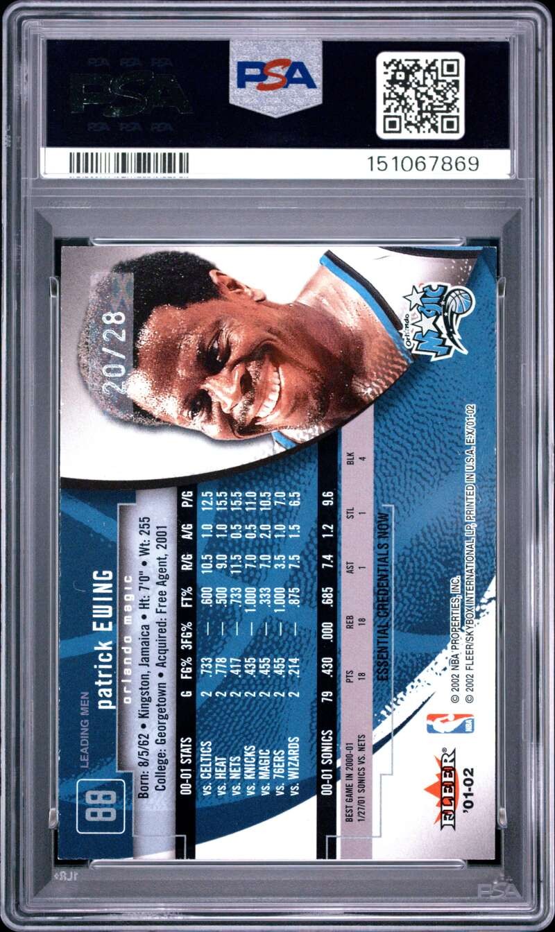 2001-02 Fleer E-X Patrick Ewing #88 Essential Credentials Now PSA 7 /28