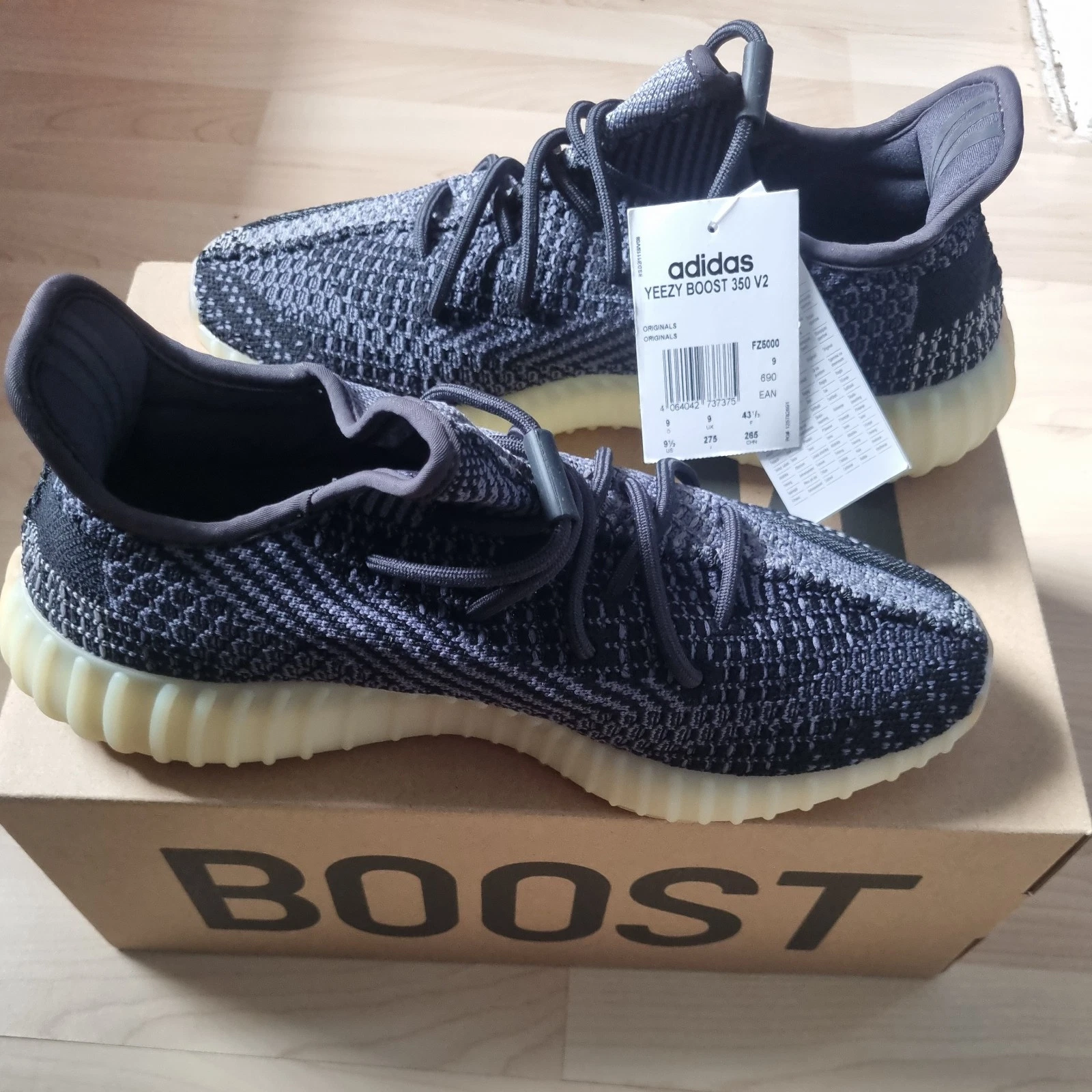 Adidas Yeezy 350 Boost V2 Carbon Uomo Nuove con scatola Nero