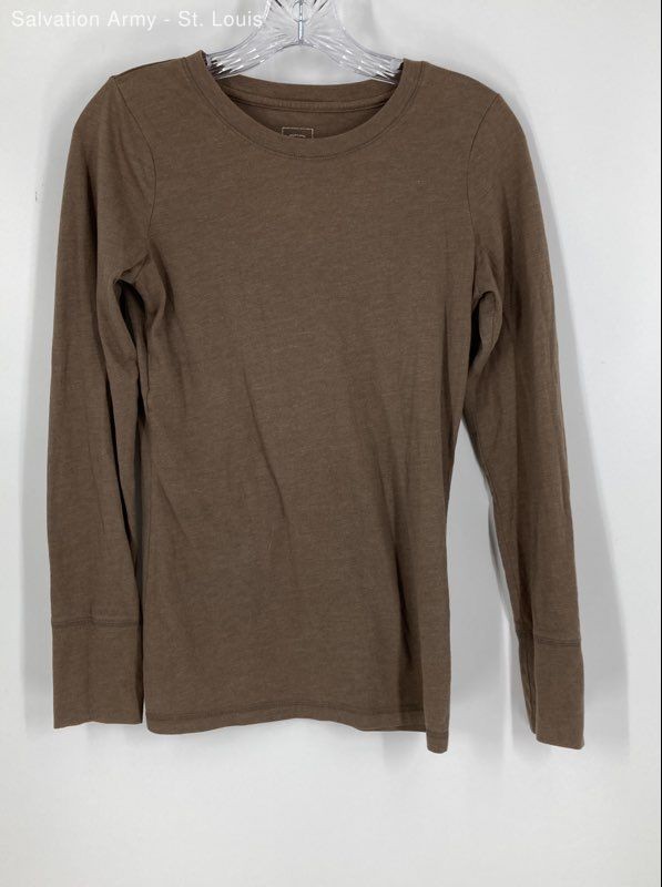 Mossimo Supply Co. Womens Brown Long Sleeve Round Neck Blouse Top Size Medium