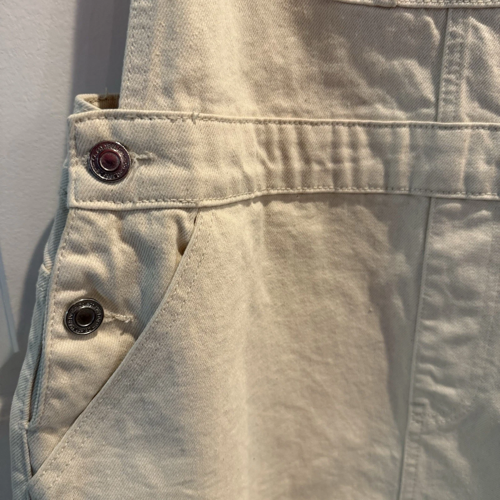 OFF WHITE Abito completo donna junior classico denim bavaglino 10 tasche bianco sporco adorabile nuovo con etichetta