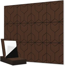 12-Pack Felt Acoustic Panels, 16"x12"x0.4" Linear Division Design Brown+Black